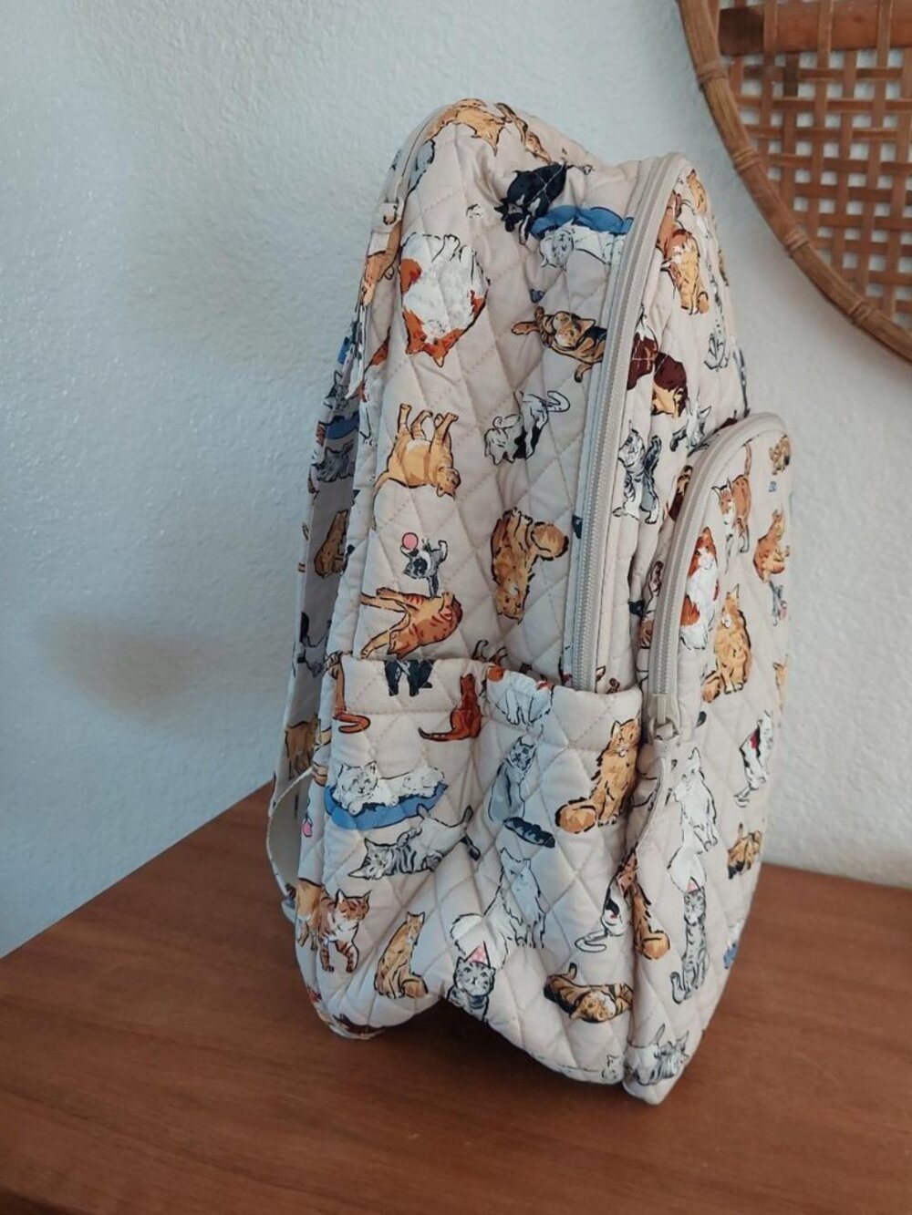 Vera Bradley A Cat's Life Essential Large Backpack Quilted Cotton NWT - Picture 2 of 7